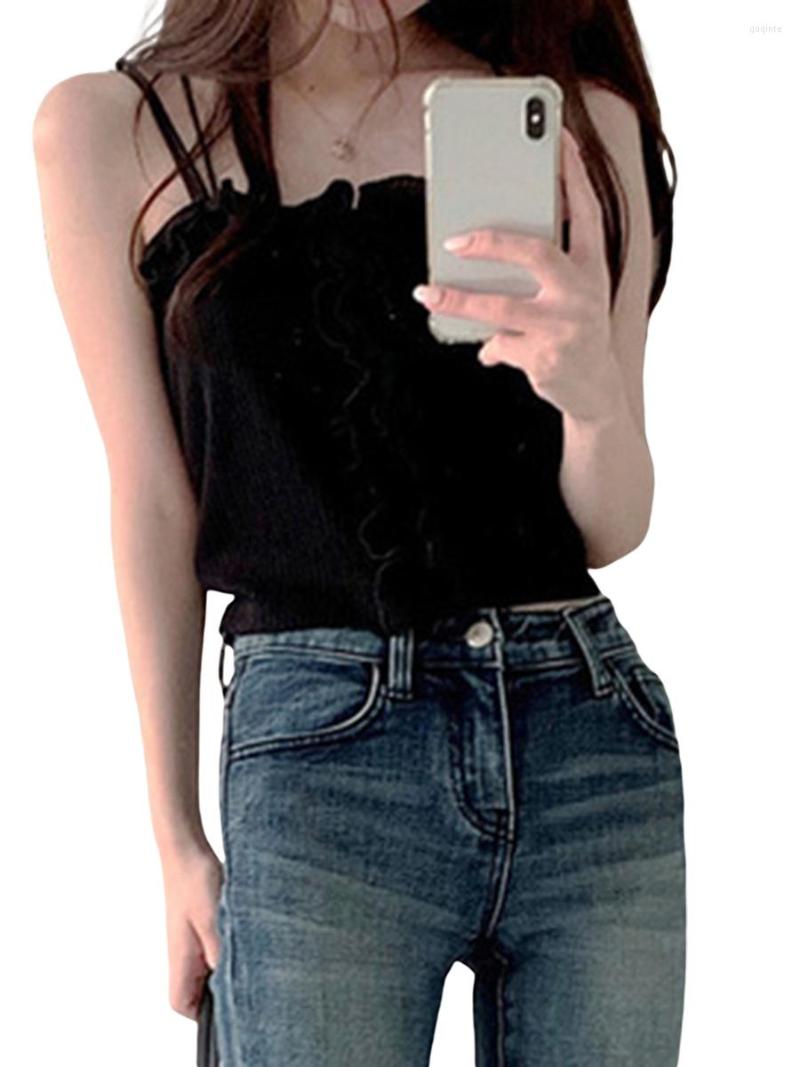 Women' Tanks Women Sexy Vest Tops Sleeveless Ruffled Sling Camisole Casual Solid Color Crop Top Summer Streetwear Clubwear, B-black
Women' Tanks Women Sexy Vest Tops Sleeveless Ruffled Sling Camisole Casual Solid Color Crop Top Summer Streetwear Clubwear, B-black