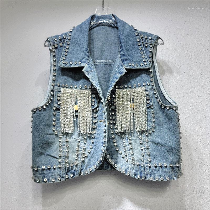 Women's Vests Super Heavy Industry Diamond Tassel Short Denim Vest Women's Waistcoat Outer Wear 2023 All-Matching Top Sleeveless Coats, Blue net surface
Women's Vests Super Heavy Industry Diamond Tassel Short Denim Vest Women's Waistcoat Outer Wear 2023 All-Matching Top Sleeveless Coats, Blue net surface