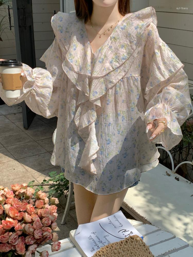 Women' Blouses Korejepo Ruffled V-neck Chiffon Top Women' Summer Sweet French Style Super Beautiful Sunscreen Fragmented Blouse Shirts
Women' Blouses Korejepo Ruffled V-neck Chiffon Top Women' Summer Sweet French Style Super Beautiful Sunscreen Fragmented Blouse Shirts