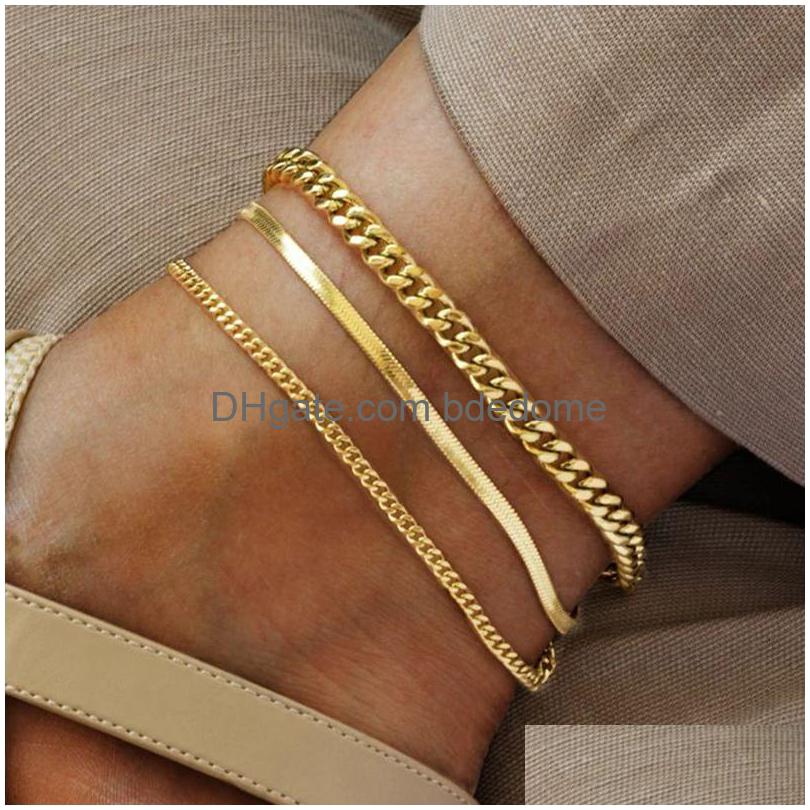 Anklets Stainless Steel Delicate Anklet For Women Gold Color Chain Bracelets On The Leg Do Not Fade Jewelry 230426 Drop Delivery Dhmhp 
Anklets Stainless Steel Delicate Anklet For Women Gold Color Chain Bracelets On The Leg Do Not Fade Jewelry 230426 Drop Delivery Dhmhp