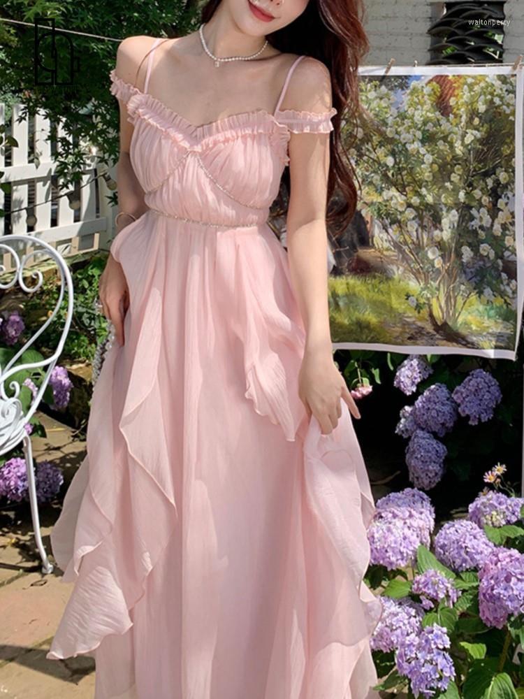 Casual Dresses Pink Mesh Korean Dress Women High Wasit V Neck Mid Sleeveless A Line Spaghetti Strap Summer Office For Ladies
Casual Dresses Pink Mesh Korean Dress Women High Wasit V Neck Mid Sleeveless A Line Spaghetti Strap Summer Office For Ladies