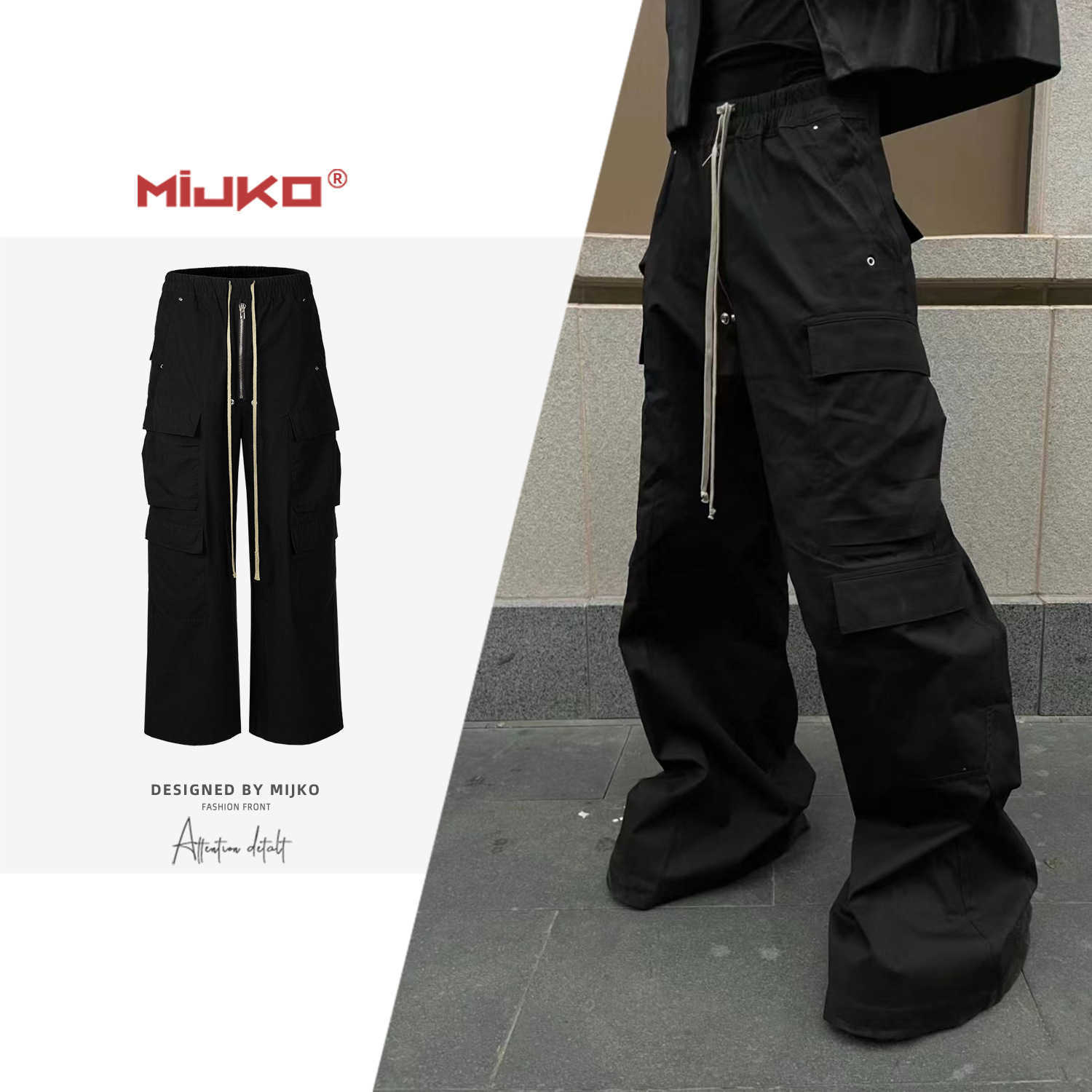 MIJKO men's and women's new RO style GethBela wide leg cargo pants function casual trousers of the same style for men and women, Black
MIJKO men's and women's new RO style GethBela wide leg cargo pants function casual trousers of the same style for men and women, Black