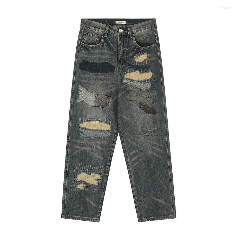 Men's Jeans Hip Hop Hole Distressed Patchwork Straight Men's Harajuku Ripped Baggy Casual Cargo Pants Y2K Loose Denim Trousers, Blue
Men's Jeans Hip Hop Hole Distressed Patchwork Straight Men's Harajuku Ripped Baggy Casual Cargo Pants Y2K Loose Denim Trousers, Blue