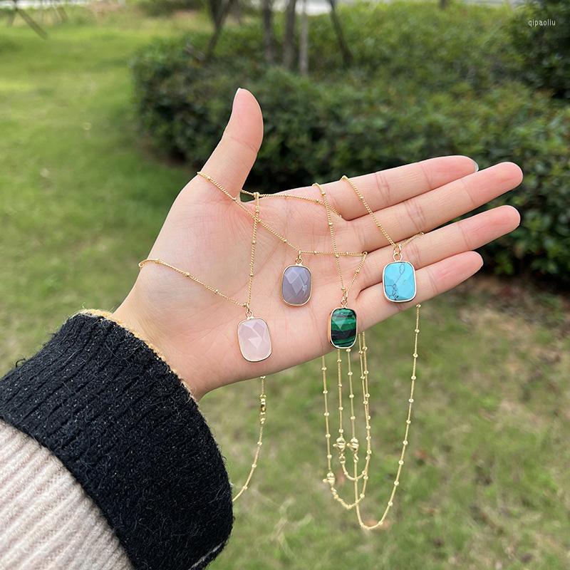 Pendant Necklaces Exquisite Natural Crystal Stone Minimalist Geometric Rectangle For Women Female Clavicle Chain Jewelry
Pendant Necklaces Exquisite Natural Crystal Stone Minimalist Geometric Rectangle For Women Female Clavicle Chain Jewelry