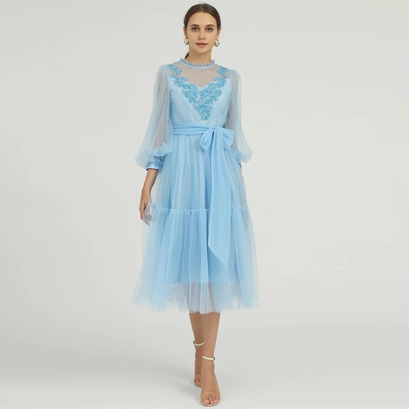 Party Dresses MIUXIMAO 2023 Arrival Women' Clothing O-Neck Half Sleeve Gauze Slim Waist Dress Fashion Elegant Office Style, Blue
Party Dresses MIUXIMAO 2023 Arrival Women' Clothing O-Neck Half Sleeve Gauze Slim Waist Dress Fashion Elegant Office Style, Blue