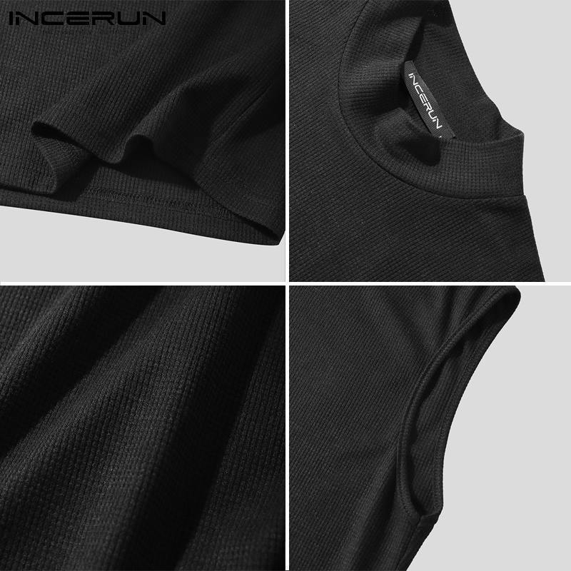 Men's Tank Tops Fashion Men's Tank Tops Turtleneck Sleeveless Streetwear Casual Vests Solid Color Party Nightclub Skinny Tops INCERUN S5XL 2