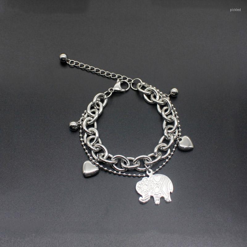 Charm Bracelets Bohemian Silver Color Elephant Stainless Steel Bracelet Statement Women Love Heart Pulseira Jewelry For Man
Charm Bracelets Bohemian Silver Color Elephant Stainless Steel Bracelet Statement Women Love Heart Pulseira Jewelry For Man