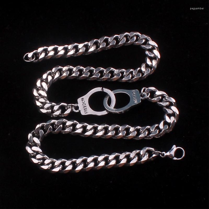 Pendant Necklaces 8mm Width Punk Metal Stainless Steel Handcuffs For Men Hip Hop Cool Cuba Chain Chokers Necklace Women Jewelry Gift
Pendant Necklaces 8mm Width Punk Metal Stainless Steel Handcuffs For Men Hip Hop Cool Cuba Chain Chokers Necklace Women Jewelry Gift