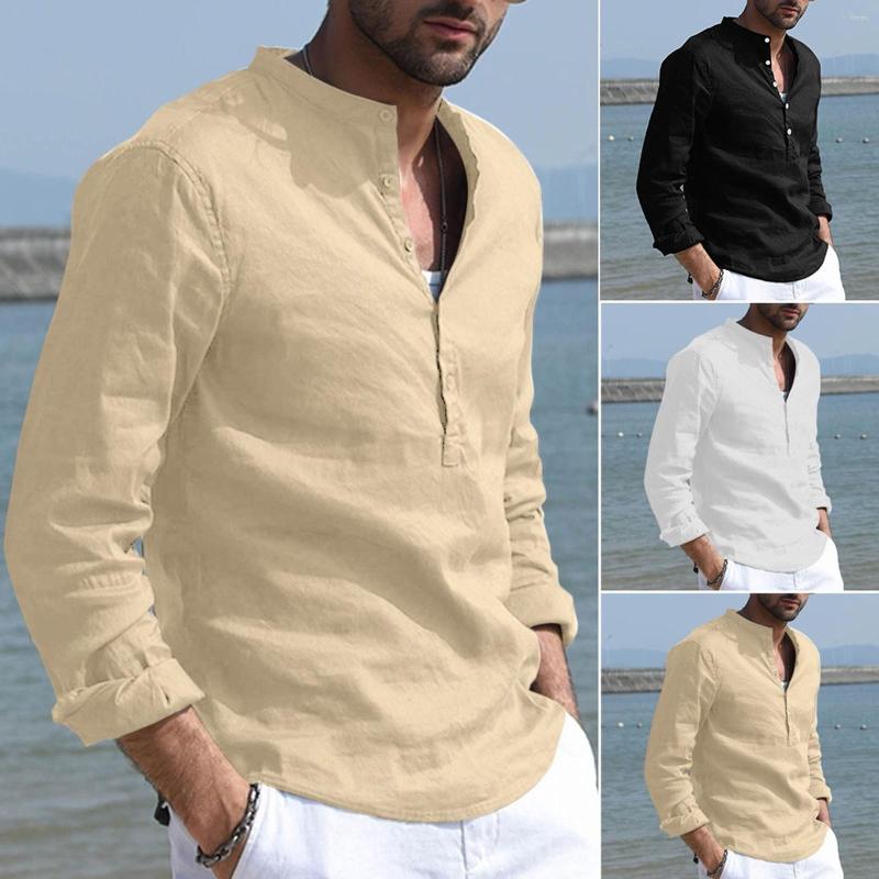 Men's Casual Shirts Men's Solid Color Cotton And Linen Stand-up Collar Long-sleeved Shirt Breathable Top Button For Leisure Travel, Y162-1
Men's Casual Shirts Men's Solid Color Cotton And Linen Stand-up Collar Long-sleeved Shirt Breathable Top Button For Leisure Travel, Y162-1