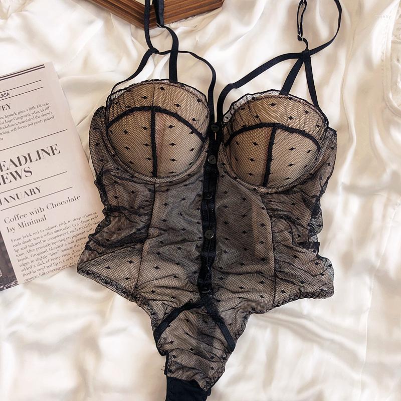 Bras Sets Polka Dot Lace Sexy One-piece Underwear Set Thin Section Big Breasts Show Small Gather Bra Perspective Lingerie Bodysuit, As picture show
Bras Sets Polka Dot Lace Sexy One-piece Underwear Set Thin Section Big Breasts Show Small Gather Bra Perspective Lingerie Bodysuit, As picture show