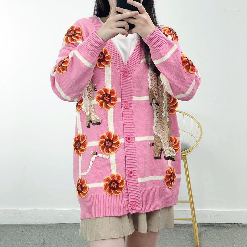 Women' Knits Ladies Pink Long Cardigan Women 3D Floral Boots Appliques Oversized 2023 Autumn Winter Knitted Sweater Jacket
Women' Knits Ladies Pink Long Cardigan Women 3D Floral Boots Appliques Oversized 2023 Autumn Winter Knitted Sweater Jacket