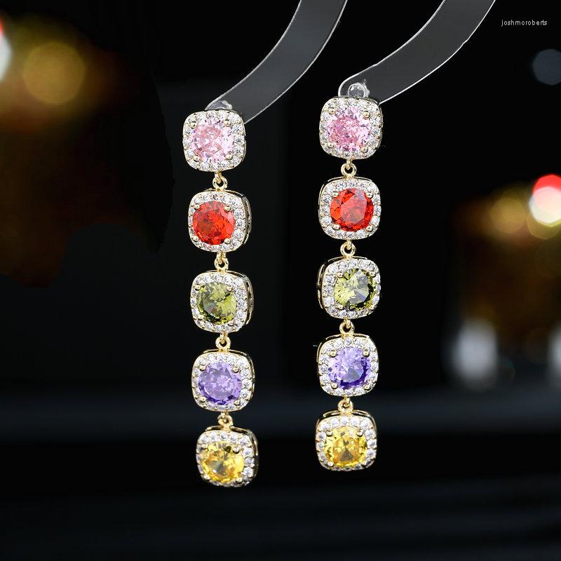 Dangle Earrings Colorful Geometric Square Zircon For Women Sweet Elegance Temperament Long Earings Luxury Jewelry
Dangle Earrings Colorful Geometric Square Zircon For Women Sweet Elegance Temperament Long Earings Luxury Jewelry