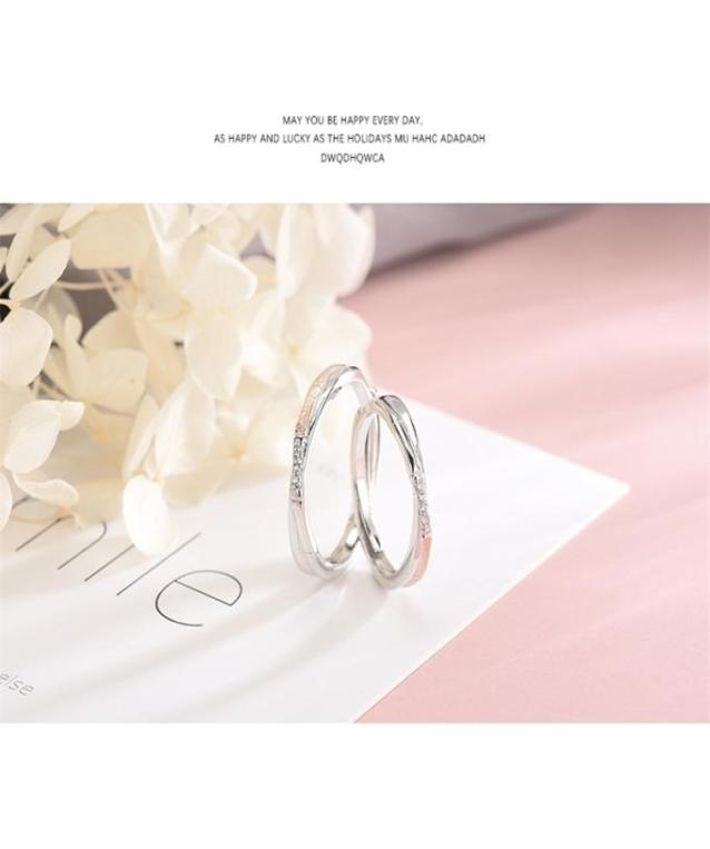 Solitaire Ring Arrival S925 Silver Lovers Couple Open 2211098464314