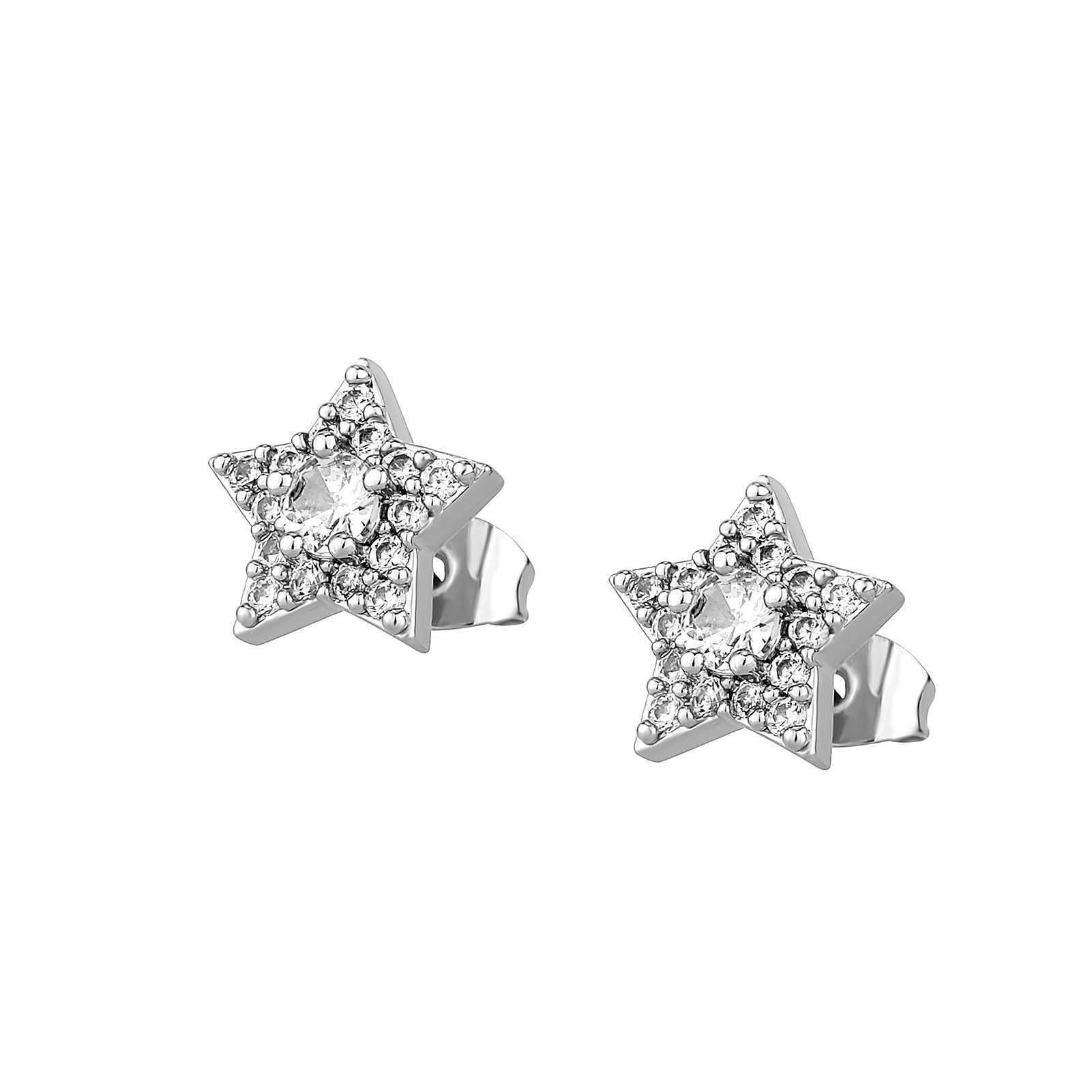 Fashion South Korea Live Broadcast Pentagram Earring Stud Female Iced Out Finve Point Star Earrings Studs S925 Silver Needle Fine Cubic Zircon Ear Rin