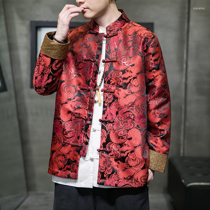 Men's Jackets Tang Suit Men Long Sleeve Coat Yellow Red Chinese Style Retro Dragon Print Top Jacket Oriental Traditional Costume 5XL
Men's Jackets Tang Suit Men Long Sleeve Coat Yellow Red Chinese Style Retro Dragon Print Top Jacket Oriental Traditional Costume 5XL