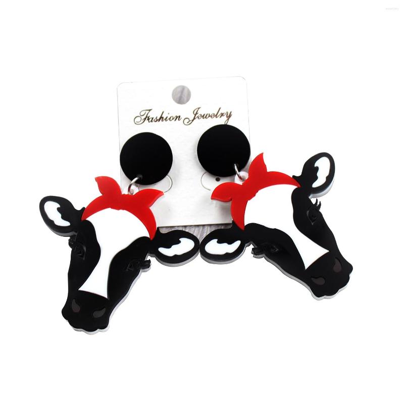 Dangle Earrings 50mm Acrylic Cow Earring With Red Bow Cute Animal Hook Laser Cutout-HP039
Dangle Earrings 50mm Acrylic Cow Earring With Red Bow Cute Animal Hook Laser Cutout-HP039