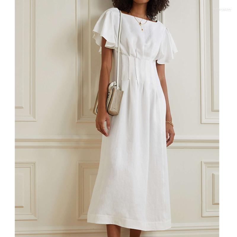 Casual Dresses Women Linen White Midi Dress 2023 Pure Temperament 3D Cut Waist Wrapped Flying Sleeve
Casual Dresses Women Linen White Midi Dress 2023 Pure Temperament 3D Cut Waist Wrapped Flying Sleeve