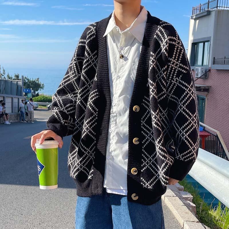 Men's Sweaters 2023 Vintage Cardigan Sweater Korean Harajuku V-neck Knitted Pullover Hip Hop Streetwear Loose Knitwear Top A100, Black
Men's Sweaters 2023 Vintage Cardigan Sweater Korean Harajuku V-neck Knitted Pullover Hip Hop Streetwear Loose Knitwear Top A100, Black