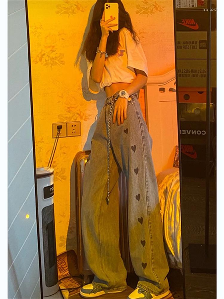 Women' Jeans Women' Blue Casual High Waist Fashion Love Heart Baggy Wide Leg Straight Pants Street Mopping Denim Trouser Ladies Summer
Women' Jeans Women' Blue Casual High Waist Fashion Love Heart Baggy Wide Leg Straight Pants Street Mopping Denim Trouser Ladies Summer