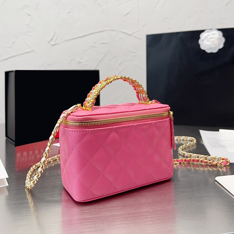 Womens Caviar Leather Colorful Handle Tote Vanity Box Bags Mirror Rainbow Top Hand Cosmetic Case Gold/Silver Metal Chain Crossbody Shoulder Card Holder Handbag 17CM, Box1
Womens Caviar Leather Colorful Handle Tote Vanity Box Bags Mirror Rainbow Top Hand Cosmetic Case Gold/Silver Metal Chain Crossbody Shoulder Card Holder Handbag 17CM, Box1