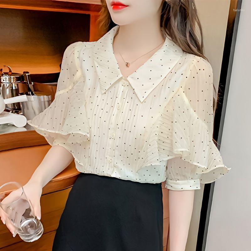 Women' Blouses Women Chic Top And Blouse Short Sleeve Shirt Female 2023 Spring Summer Cotton Lady Work Wear Polka Dot X155, Creamy-white
Women' Blouses Women Chic Top And Blouse Short Sleeve Shirt Female 2023 Spring Summer Cotton Lady Work Wear Polka Dot X155, Creamy-white