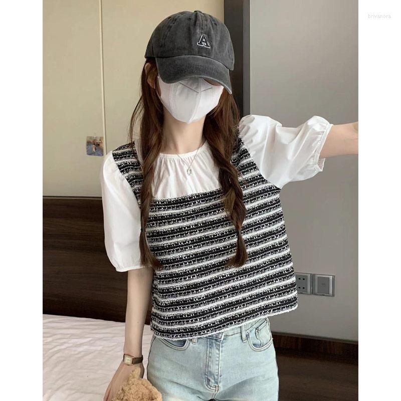 Women's Blouses Korejepo French Fake Two Top Short Sleeve High Street Shirts Women's 2023 Summer White Gentle Leisure Simplicity, Black
Women's Blouses Korejepo French Fake Two Top Short Sleeve High Street Shirts Women's 2023 Summer White Gentle Leisure Simplicity, Black