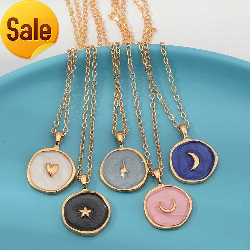 Wholesale Fashion Women Jewelry Gold Plated Coin Pendant Necklace Charm Colorful Heart Moon Star Pendant Thick Chain Necklace
Wholesale Fashion Women Jewelry Gold Plated Coin Pendant Necklace Charm Colorful Heart Moon Star Pendant Thick Chain Necklace