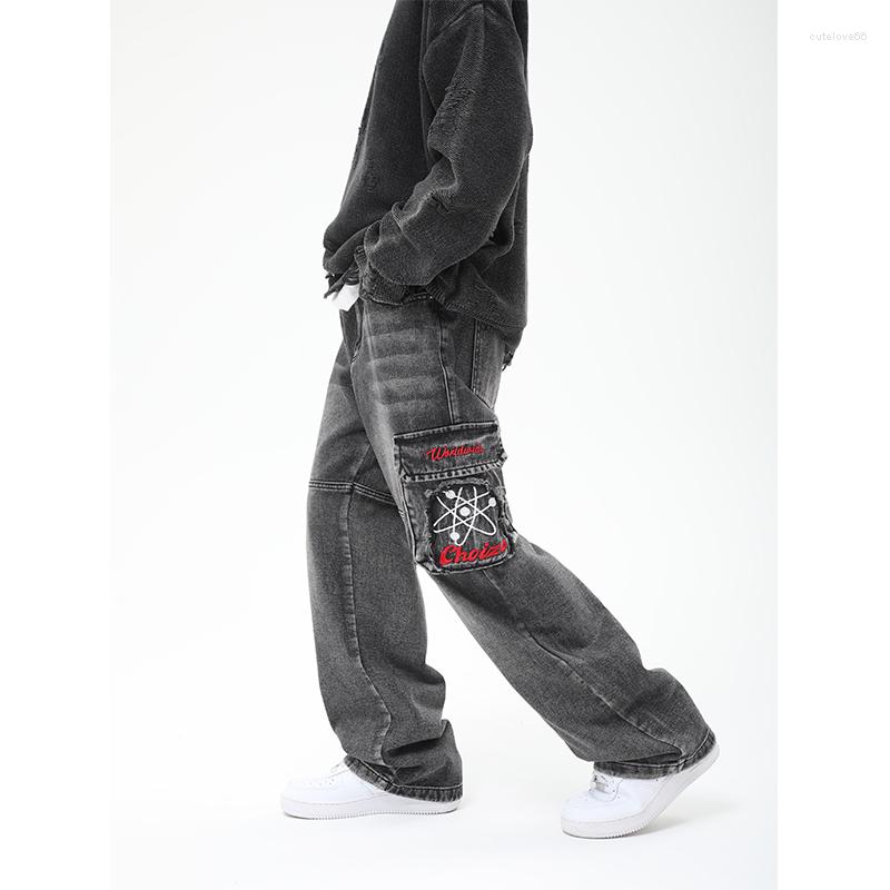Men's Jeans Harajuku Y2k Distressed Embroidery Pockets Retro Hip Hop Pants Men And Women Straight Washed Casual Baggy Denim Trousers, Black
Men's Jeans Harajuku Y2k Distressed Embroidery Pockets Retro Hip Hop Pants Men And Women Straight Washed Casual Baggy Denim Trousers, Black
