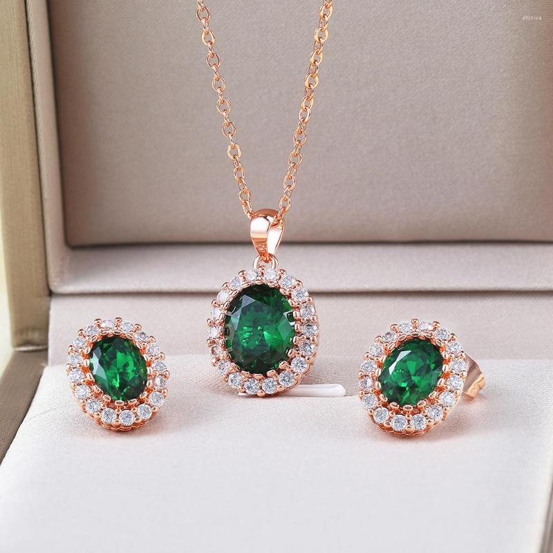 Necklace Earrings Set Jewelry For Women Green Crystal Rose Gold Color Cubic Zircon 2 PCS Wedding Fashion S106, Picture shown
Necklace Earrings Set Jewelry For Women Green Crystal Rose Gold Color Cubic Zircon 2 PCS Wedding Fashion S106, Picture shown