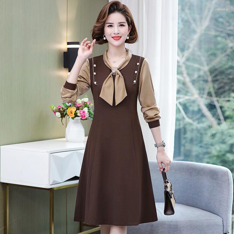 Casual Dresses Autumn Dress Women Bow Tie Neck Long Sleeve Knee-Length Patchwork Decoration Slim Female Clothes, Black
Casual Dresses Autumn Dress Women Bow Tie Neck Long Sleeve Knee-Length Patchwork Decoration Slim Female Clothes, Black