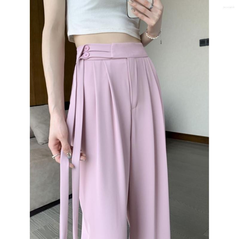 Women's Pants Pink Ribbon High Waist Draped Women's Summer Straight Leg Wide Casual Trousers Ropa Mujer Pantalon Pour Femme K708, Black
Women's Pants Pink Ribbon High Waist Draped Women's Summer Straight Leg Wide Casual Trousers Ropa Mujer Pantalon Pour Femme K708, Black