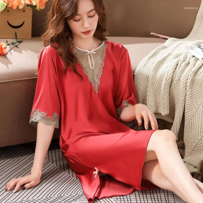 Women's Sleepwear Dresses For Women 2023 Summer Sexy Ice Silk Dress Lace Slim Elegant Thin Short Sleeve Pajamas Midi Vestido Mujer, Black
Women's Sleepwear Dresses For Women 2023 Summer Sexy Ice Silk Dress Lace Slim Elegant Thin Short Sleeve Pajamas Midi Vestido Mujer, Black