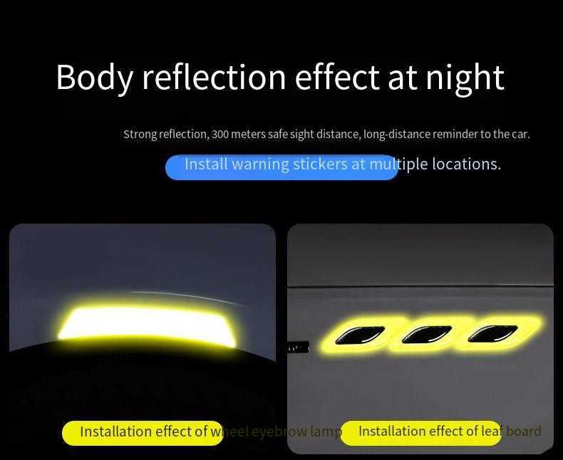 New New Car Reflective Stickers Collision avoidance Warning Strip Tape Traceless Protective Warn on Car Accessories Rearview Mirror