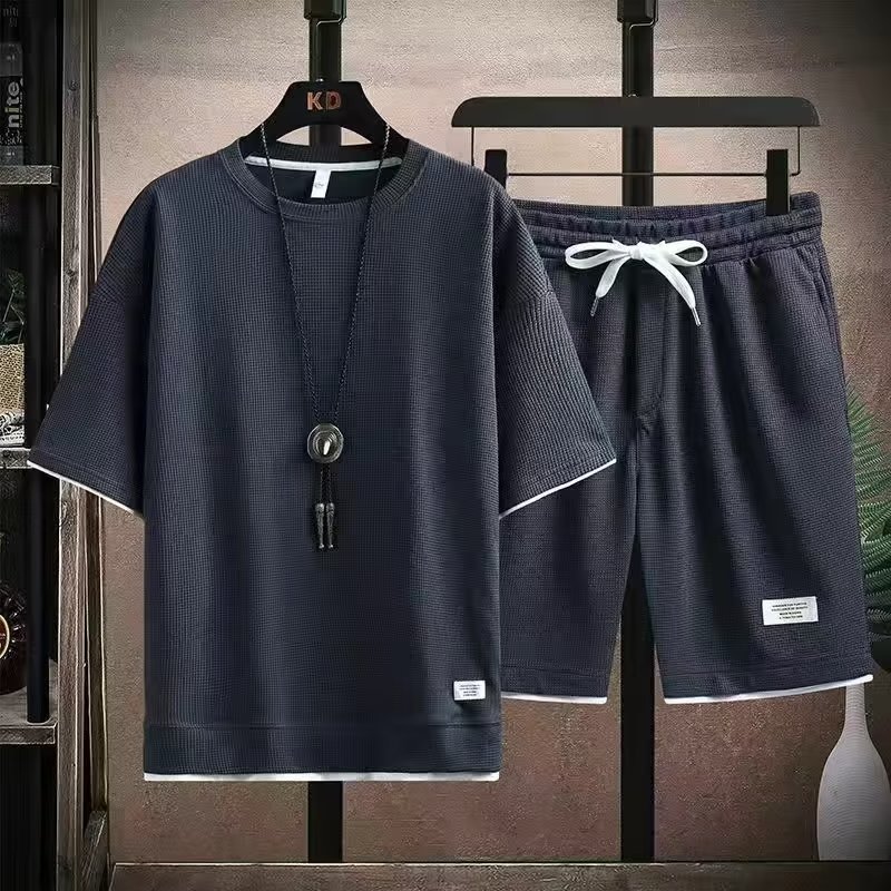 Men' Tracksuits Waffle Pattern 2 Piece Men Shorts Set Summer Tracksuit Men Fashion Clothing Harajuku Style Japan Fashion Loose Fit Sweatsuit 230512, Black
Men' Tracksuits Waffle Pattern 2 Piece Men Shorts Set Summer Tracksuit Men Fashion Clothing Harajuku Style Japan Fashion Loose Fit Sweatsuit 230512, Black