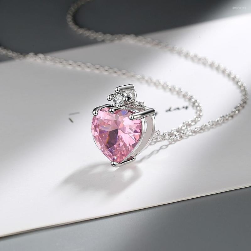 Chains Fashion 925 Sterling Silver Zircon Pink Heart Necklaces For Women Luxury Designer Fine Jewelry Gift Female Items
Chains Fashion 925 Sterling Silver Zircon Pink Heart Necklaces For Women Luxury Designer Fine Jewelry Gift Female Items