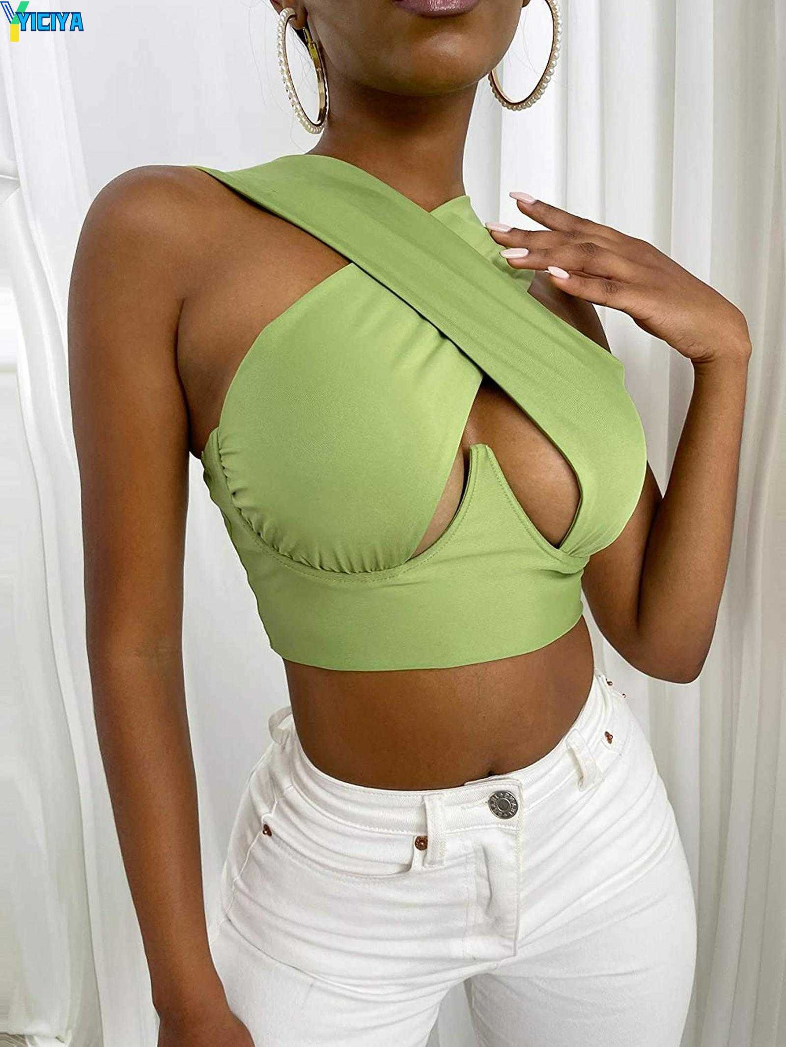 YICIYA Women' Criss Cross Tank Tops Sexy Sleeveless Solid Color Cutout Front Crop Top Party Club Streetwear Summer Lady Bustier Camis, As pic
YICIYA Women' Criss Cross Tank Tops Sexy Sleeveless Solid Color Cutout Front Crop Top Party Club Streetwear Summer Lady Bustier Camis, As pic