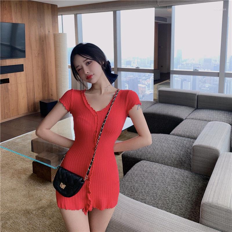 Party Dresses Women Korean Styles Short Sleeve Button Down Solid Color V-neck Mini Dress Feminina Bodycon Robe Femme Hip Wrap, Black
Party Dresses Women Korean Styles Short Sleeve Button Down Solid Color V-neck Mini Dress Feminina Bodycon Robe Femme Hip Wrap, Black