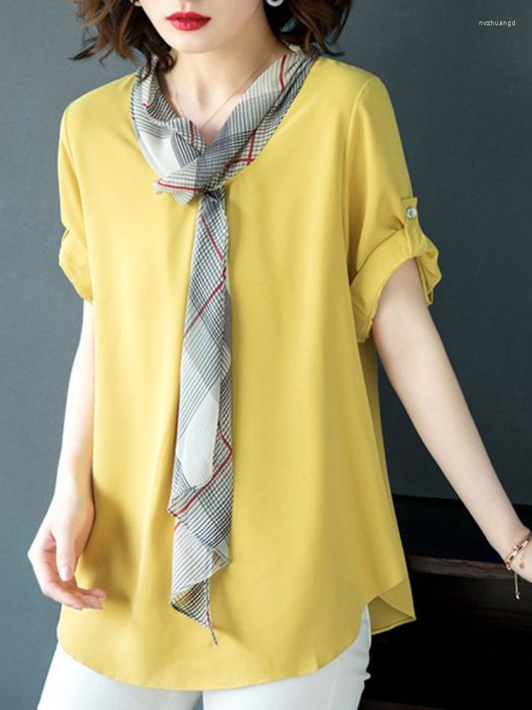 Women's Blouses Summer Solid Color Chiffon Fashion Woman 2023 Short Sleeve Stitch Tops Loose Plus Size Clothing Blouse Shirt Women Q398, Yellow
Women's Blouses Summer Solid Color Chiffon Fashion Woman 2023 Short Sleeve Stitch Tops Loose Plus Size Clothing Blouse Shirt Women Q398, Yellow
