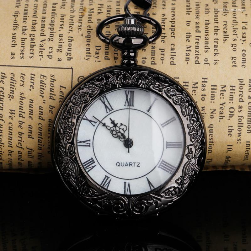 

Pocket Watches Quartz Watch Open Face Roman Numbers Analog Display Men Women Pendant Clock With Necklace Chain Gifts, Picture shown