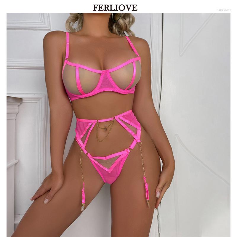 Bras Sets Sexy Pink Lingerie Transparent Seamless Bra Set Lace Garter Erotic Thong Metal Chain Bodysuit, Rose red
Bras Sets Sexy Pink Lingerie Transparent Seamless Bra Set Lace Garter Erotic Thong Metal Chain Bodysuit, Rose red