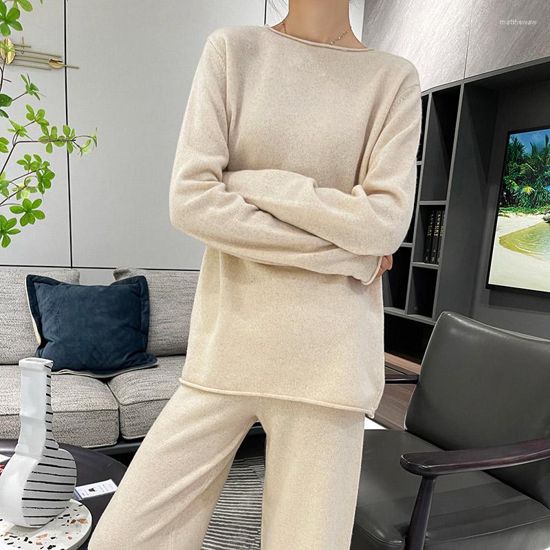 Women' Two Piece Pants Cashmere Suit Ladies O-Neck Pullover Fall/Winter Pure Wool Two-piece Casual Knitted Large Size Tops Female Jacket, Beige
Women' Two Piece Pants Cashmere Suit Ladies O-Neck Pullover Fall/Winter Pure Wool Two-piece Casual Knitted Large Size Tops Female Jacket, Beige