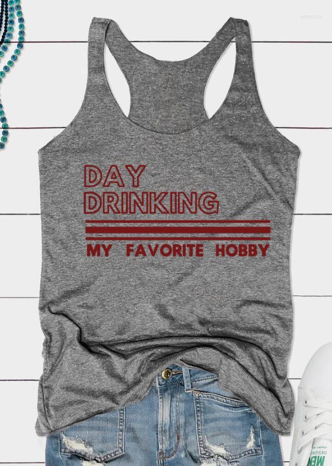 Women' Tanks Day Drinking My Favorite Hobby Letter Printing Woman Tank Tops Summer Clothing Mama Gift Tee Camis, Blue 
Women' Tanks Day Drinking My Favorite Hobby Letter Printing Woman Tank Tops Summer Clothing Mama Gift Tee Camis, Blue