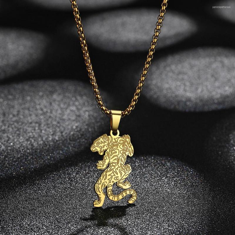 Pendant Necklaces Stainless Steel Leopard Necklace Gold Plated Tiger Carved Charm Jewelry For Men And Women 60cm Chain
Pendant Necklaces Stainless Steel Leopard Necklace Gold Plated Tiger Carved Charm Jewelry For Men And Women 60cm Chain