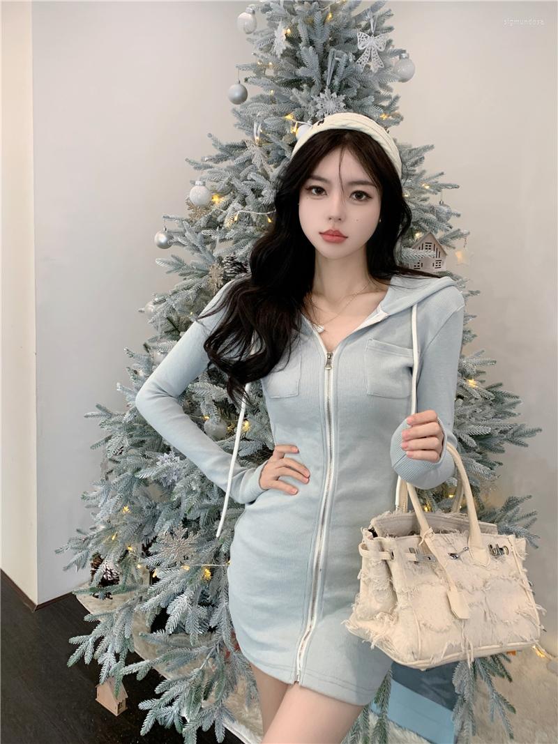 Casual Dresses Spring Fall Fashion Women's Slim Fit Long Sleeve Zipper Up Knitting Hooded Dress Female Solid Color Simple Skinny, Picture shown
Casual Dresses Spring Fall Fashion Women's Slim Fit Long Sleeve Zipper Up Knitting Hooded Dress Female Solid Color Simple Skinny, Picture shown