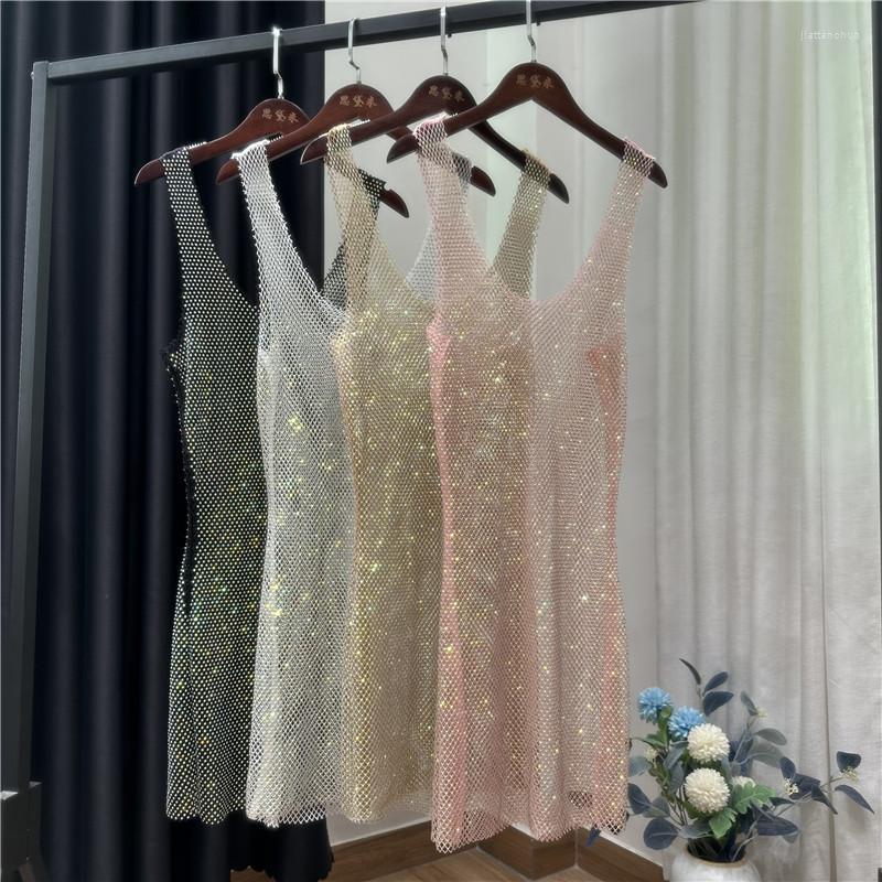 Casual Dresses AKYZO Women Diamond Crystal Mesh Dress Sexy Hollow See Through Strecth Mini Rave Nightclub Party Sling, Black
Casual Dresses AKYZO Women Diamond Crystal Mesh Dress Sexy Hollow See Through Strecth Mini Rave Nightclub Party Sling, Black