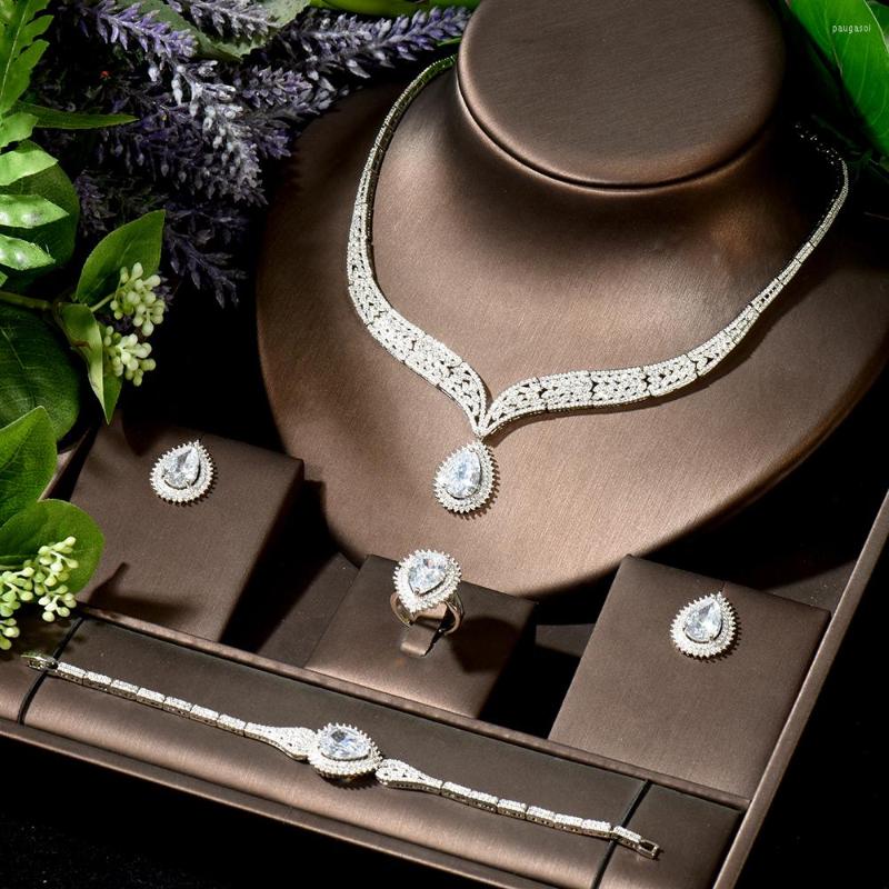 Necklace Earrings Set HIBRIDE 4PCS Super Luxury Waterdrop Charms Jewelry For Women Wedding Cubic Zircon Dress Earring Sets N-1913, Picture shown
Necklace Earrings Set HIBRIDE 4PCS Super Luxury Waterdrop Charms Jewelry For Women Wedding Cubic Zircon Dress Earring Sets N-1913, Picture shown