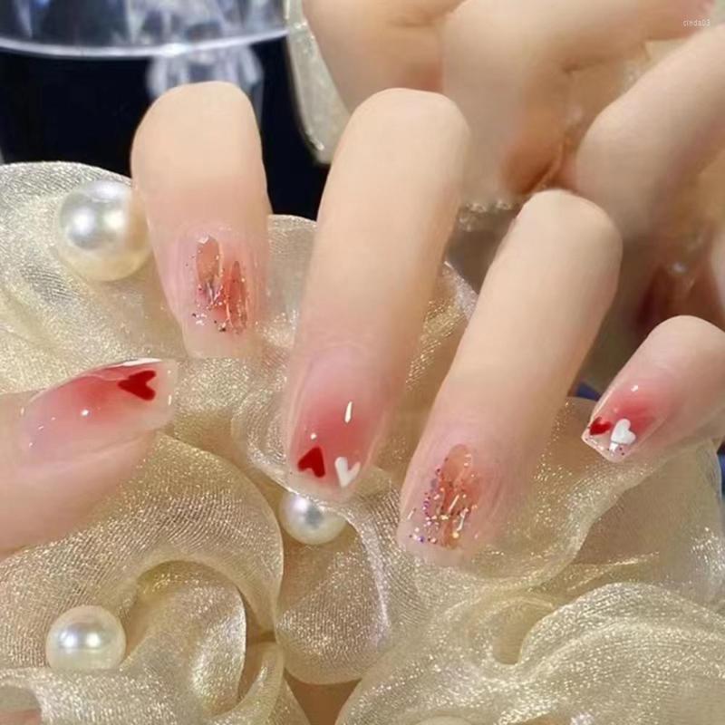 False Nails 24Pcs Glossy Blush Crystal Love Short Fake For Women And Girls Salon Finger Toes DIY Nail Art SAL99, Jelly glue model
False Nails 24Pcs Glossy Blush Crystal Love Short Fake For Women And Girls Salon Finger Toes DIY Nail Art SAL99, Jelly glue model