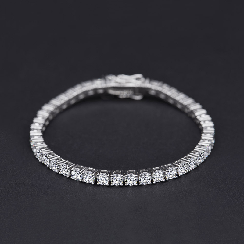 Chain OEVAS 100% 925 Sterling Silver 3mm Creative Diamond Gem Bracelet Charm Wedding Tennis Bracelet Exquisite Jewelry Wholesale DropShip 230512