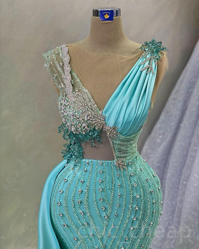 Aso Ebi 2023 Arabic Beaded Crystals Prom Dress Mermaid Sequined Lace Evening Formal Party Second Reception Birthday Engagement Gowns Dresses Robe de S