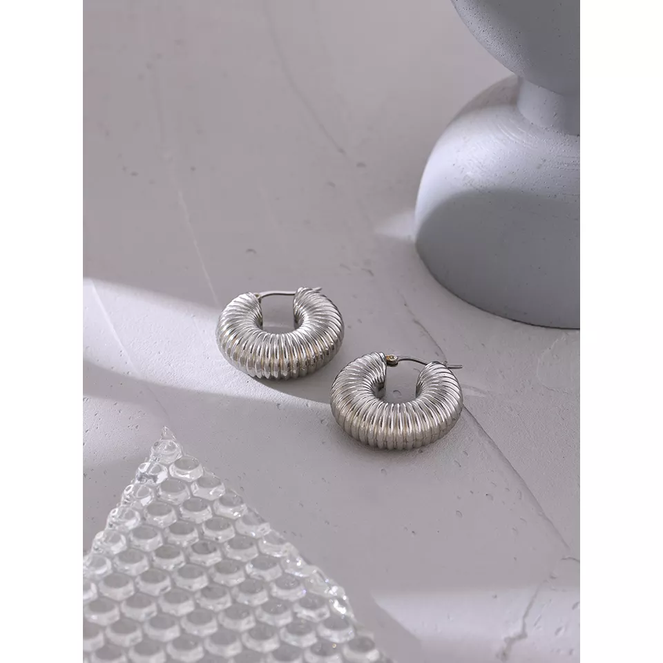 Round Chunky Hoop Earrings Gold Stainless Steel Bijoux Ete Jewlery New Metal Accessories Waterproof